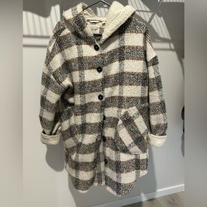 RD Style Women’s Plaid Coat - Black, Brown and Cream